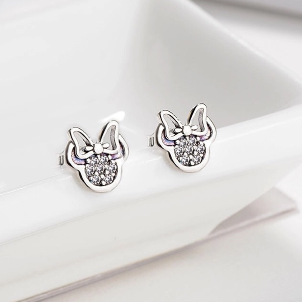 😻Silver Color😻 Minnie Mouse Stud Earrings